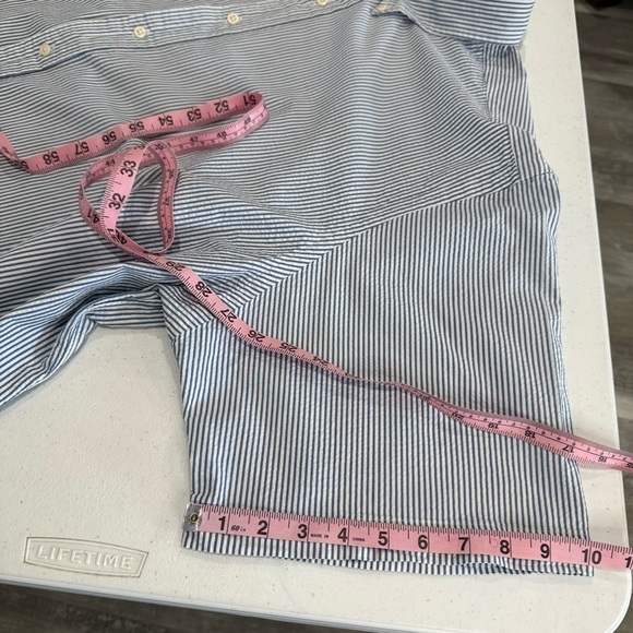 Ralph Lauren Shirt Classic Fit Blue/White Seersucker Short Sleeve Pony Men’s 3XB - Picture 5 of 13